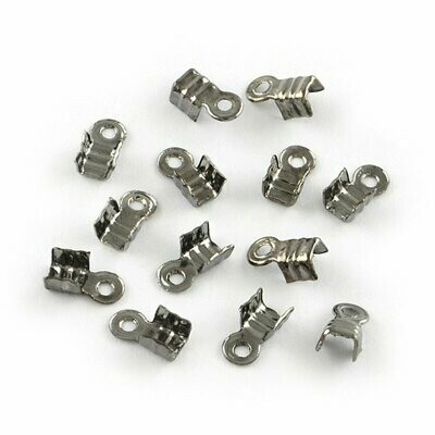 50 x Gunmetal Cord Ends / Crimp Ends, 6x3mm