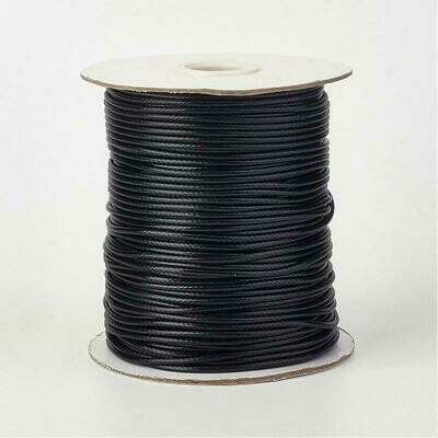 1m Waxed Cord, Black, 2mm