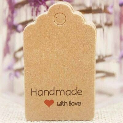 20 x 'Handmade with Love' Gift Tags, 30x50mm
