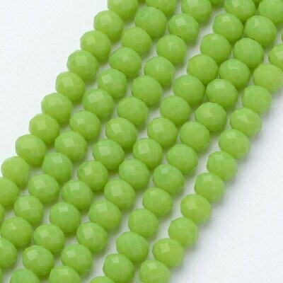 50 x 6x4mm Faceted Glass Rondelles in Opaque Apple Green