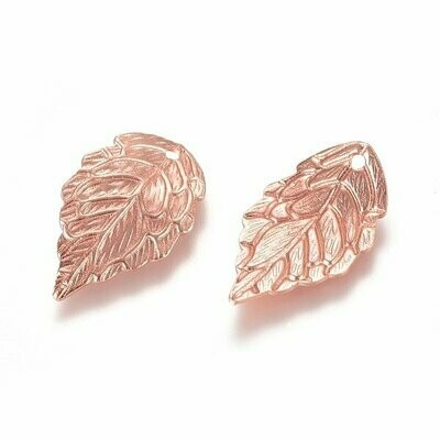 Rose Gold Plated Leaf Charm, 18x10mm