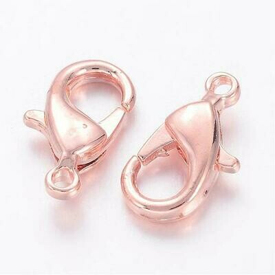10 x Rose Gold Plated Lobster Clasp 12x6mm