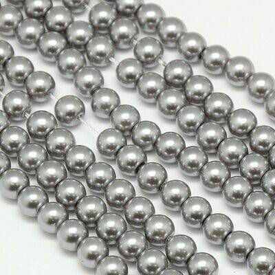 10mm Glass Pearls in Silver