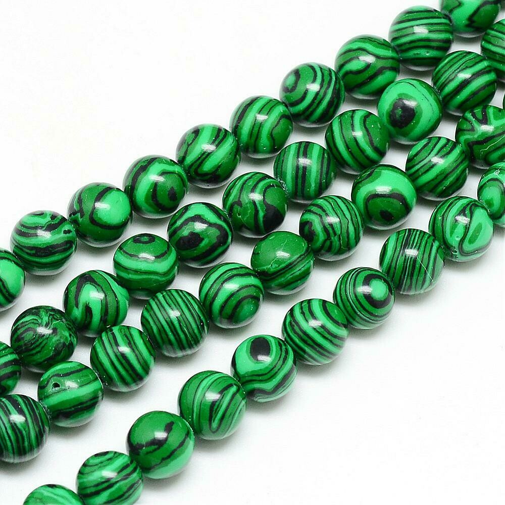 Synthetic Malachite Beads, 8mm, 1 Strand
