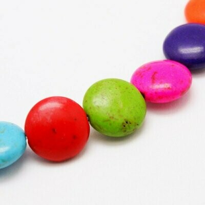 Dyed Howlite Discs in Mixed Colours, 12x6mm, 1 Strand