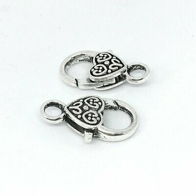 5 x Fancy Large Lobster Clasp, Antique Silver, 25x12mm