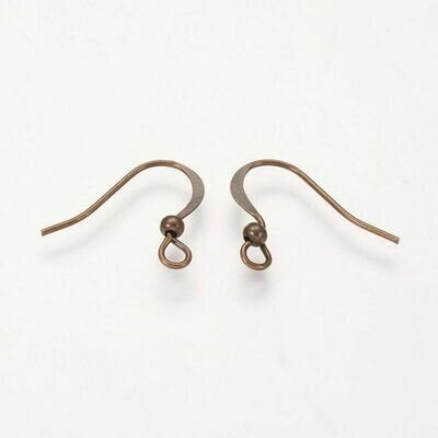 Antique Bronze French Ear Hooks 15mm, 25 pairs