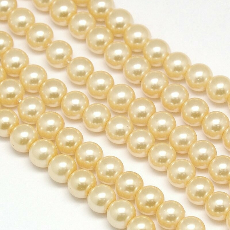 8mm Glass Pearls in Summer Gold, 1 Strand