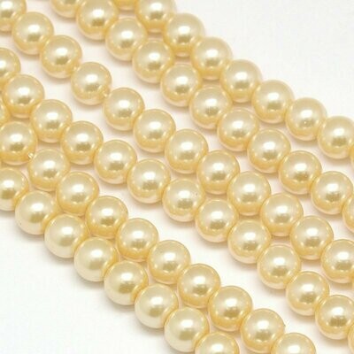 8mm Glass Pearls in Summer Gold, 1 Strand