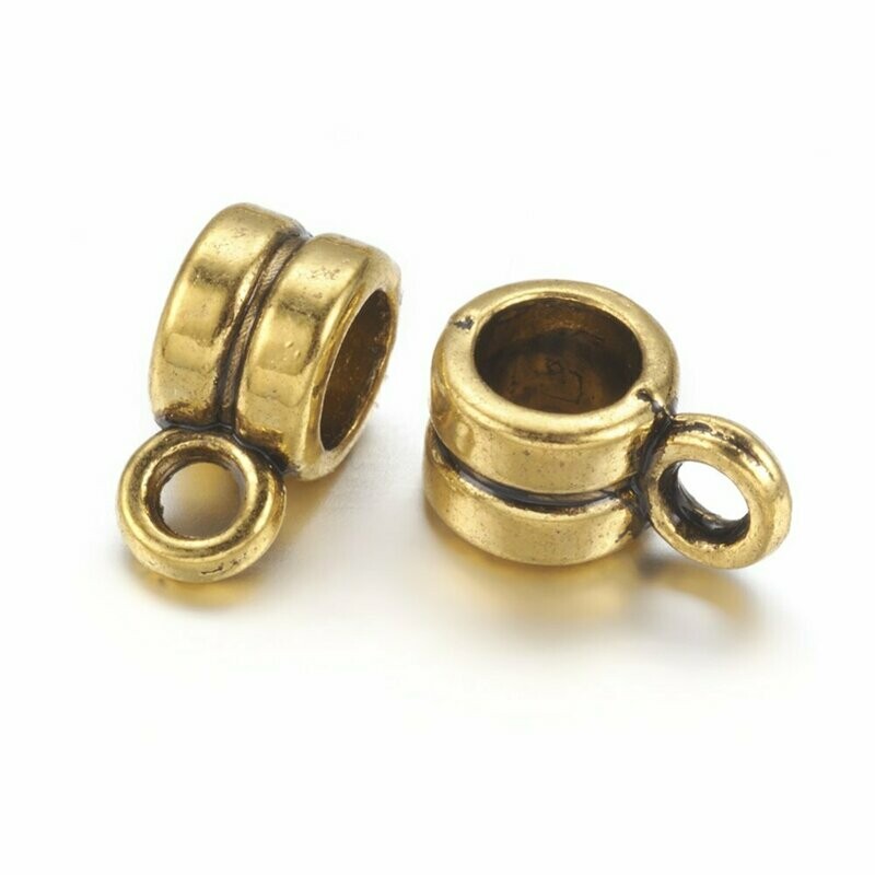 10 x Plain Gold Plated Hanger Bail Tubes, 6x4mm