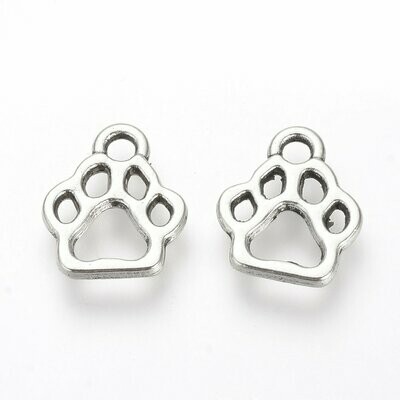 Antique Silver Dog Paw Charm, 19x16mm, Bigger Size