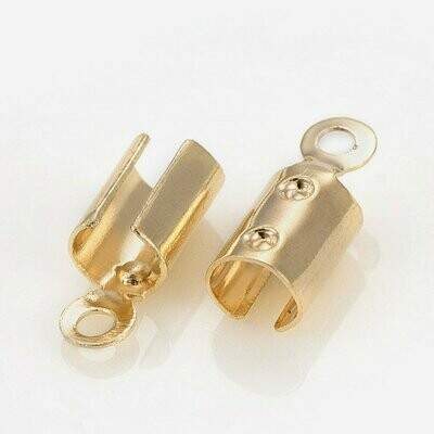 50 x Light Gold Plated Cord Ends / Crimp Ends, 8x3mm