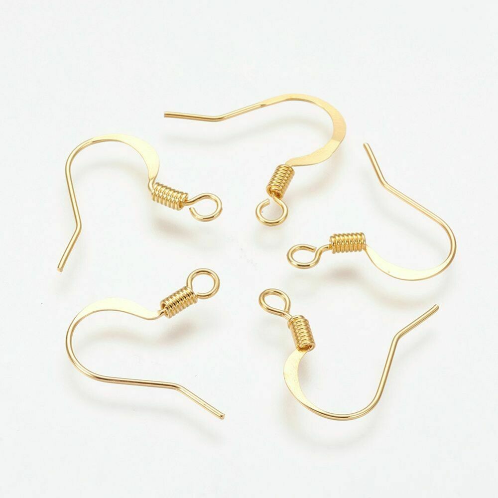 50 x French Ear Hooks in Gold, 15x17mm, Nickel Free