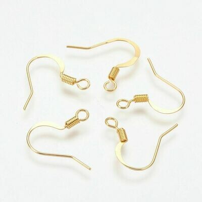 50 x French Ear Hooks in Gold, 15x17mm, Nickel Free