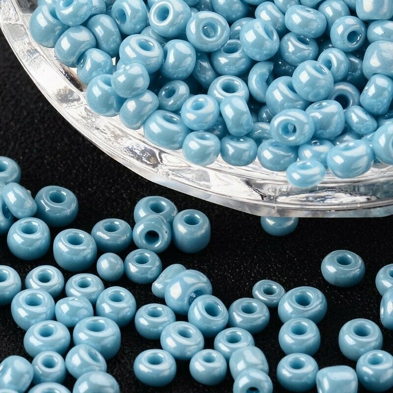 Seed Beads in Opaque Baby Blue, Size 8, 3mm
