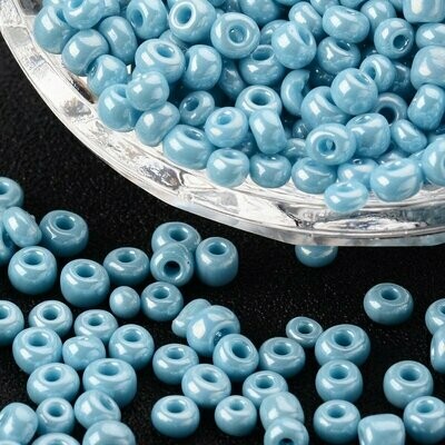 Seed Beads in Opaque Baby Blue, Size 8, 3mm