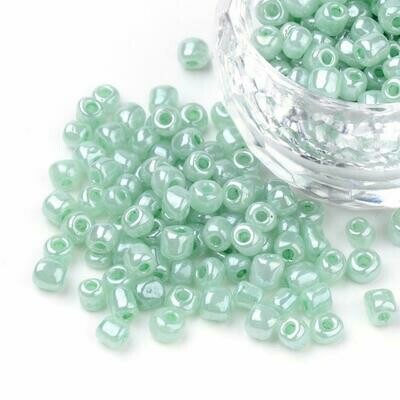 Seed Beads in Opaque Mint Green, Size 8, 3mm