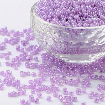 Seed Beads in Opaque Lilac, Size 8, 3mm