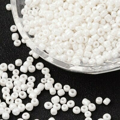 Seed Beads in Opaque White, Size 8, 3mm