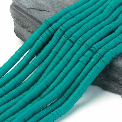Polymer Clay Heishi Bead Strand, Teal, 6mm