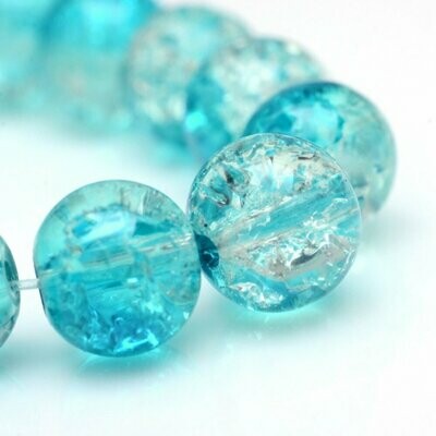 25 x 10mm Crackle Glass in Two Tone Turquoise