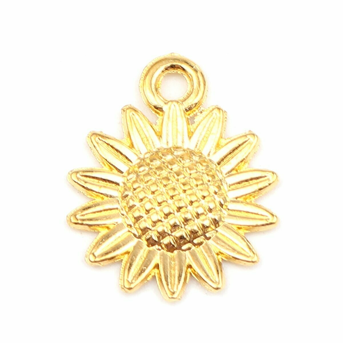 Gold Plated Sunflower Charm, 18x15mm