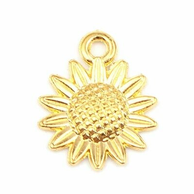 Gold Plated Sunflower Charm, 18x15mm