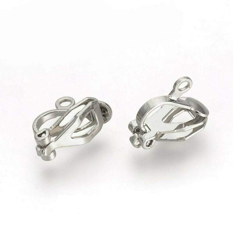 10 x Antique Silver Plated Clip-On Earring Findings