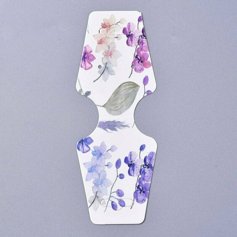 10 x Necklace Hanging Display Cards, Floral Pattern, 120x45mm