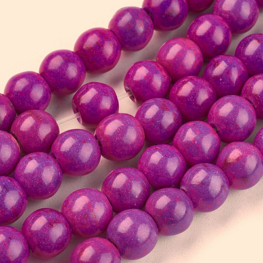 Howlite Beads in Pinky/Purple, 8mm, 1 Strand