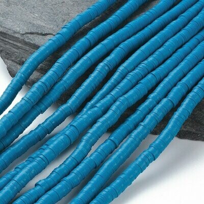 Polymer Clay Heishi Bead Strand, Blue, 6mm