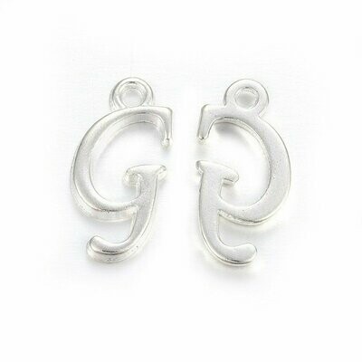 Silver Letter 'G' Charm/Pendant, 15x8x2mm