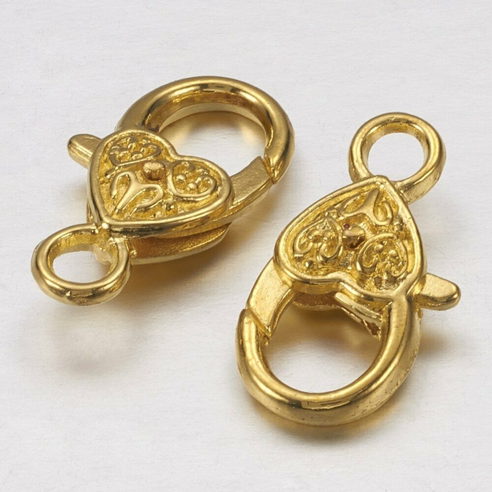 5 x Fancy Large Lobster Clasp, Gold Plated, 25x12mm