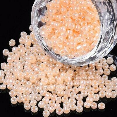 Seed Beads in Opaque Peach, Size 8, 3mm
