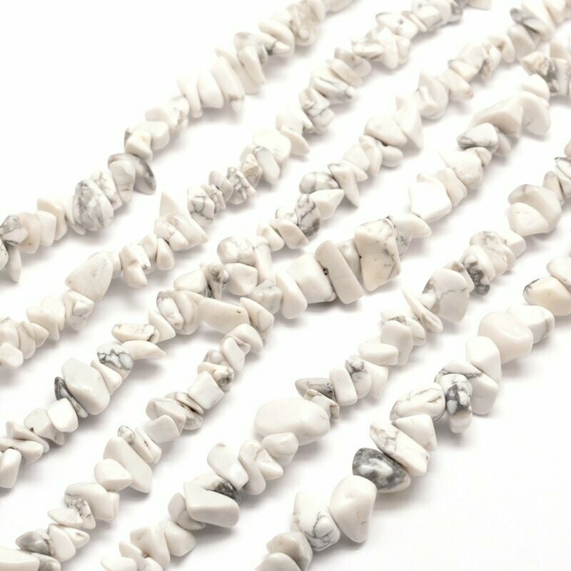 Synthetic White Howlite Chips, 5-8mm, 1 Strand