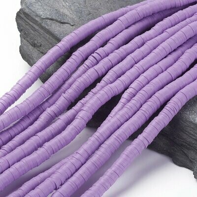 Polymer Clay Heishi Bead Strand, Lilac Light Purple, 6mm