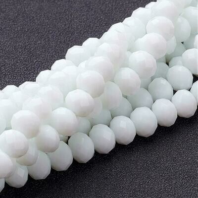 50 x 8x6mm Faceted Glass Rondelles in Opaque White