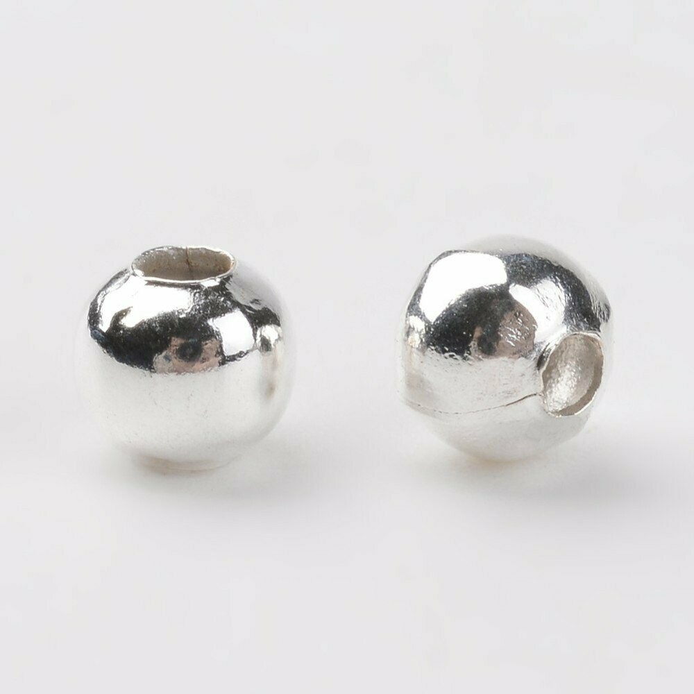 100 x 4mm Silver Plated Beads