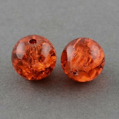 25 x 10mm Crackle Glass in Burnt Orange