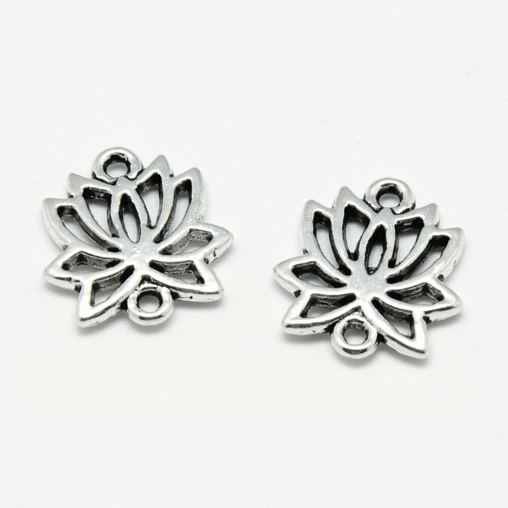 Antique Silver Lotus Flower Connector/Links, 15x16mm