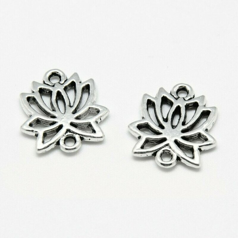Antique Silver Lotus Flower Connector/Links, 15x16mm Antique Silver Lotus Flower Connector/Links, 15x16mm