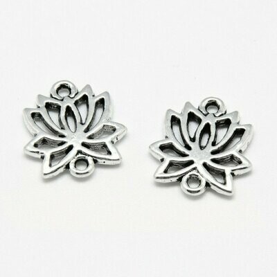 Antique Silver Lotus Flower Connector/Links, 15x16mm