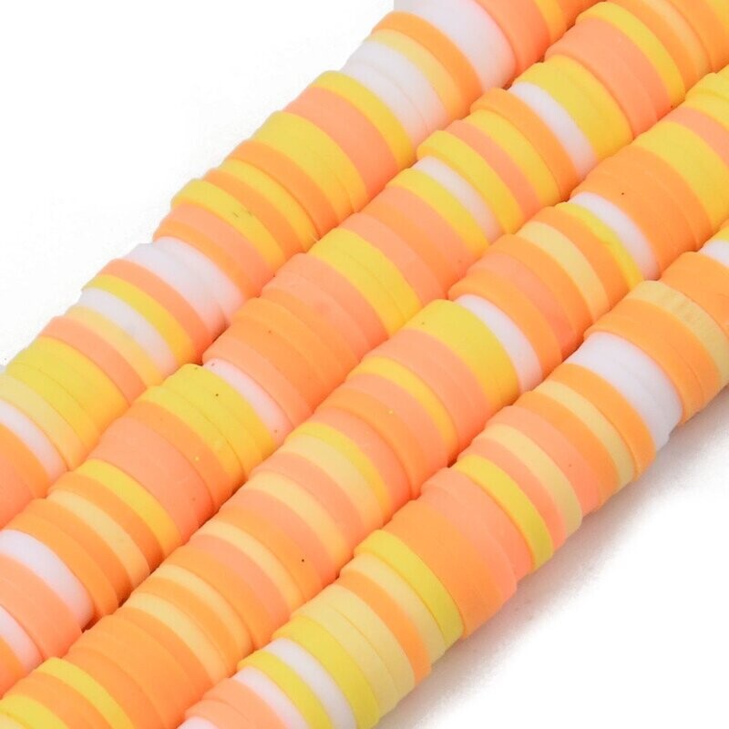 Polymer Clay Heishi Bead Strand, Yellow Mixed, 6mm