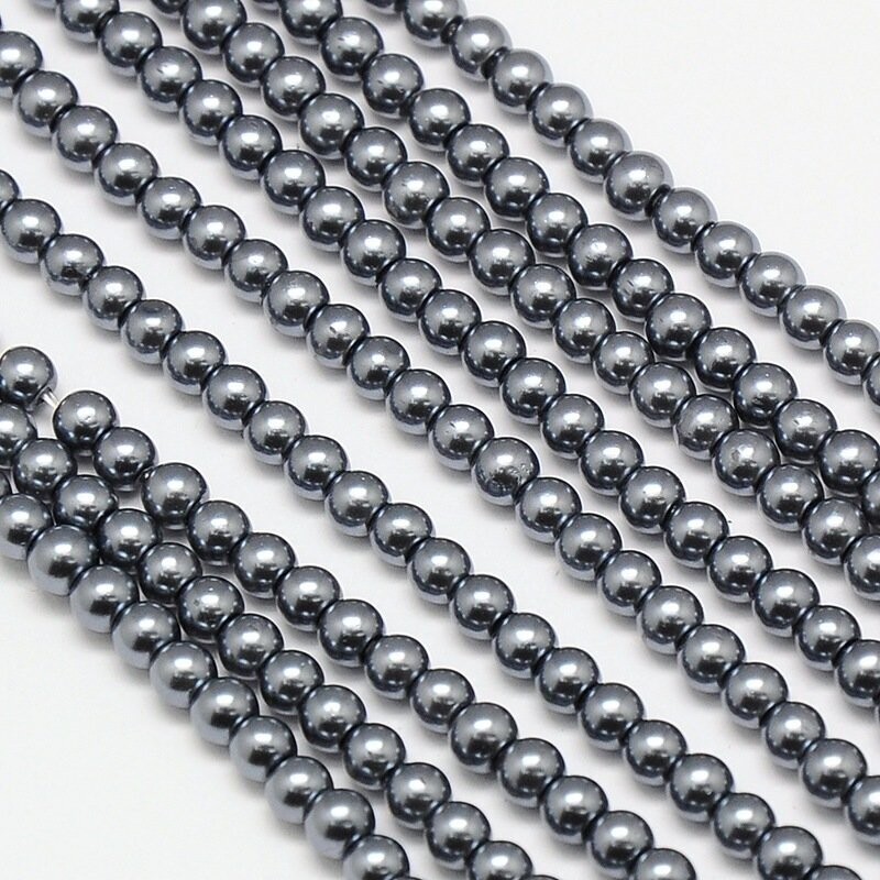 4mm Glass Pearls in Silver
