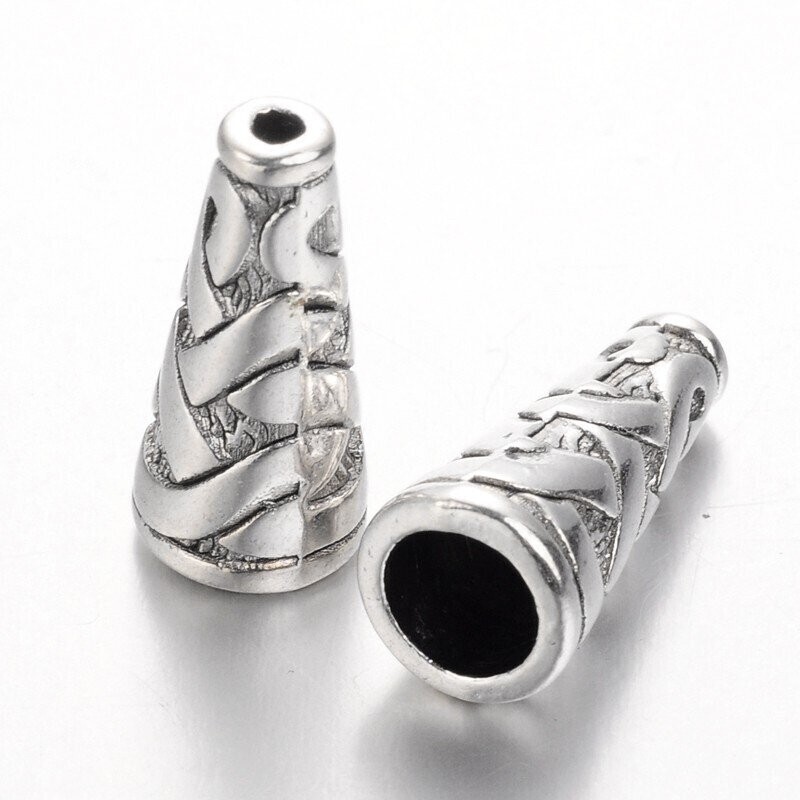 10 x Antique Silver Cones, 18x8mm