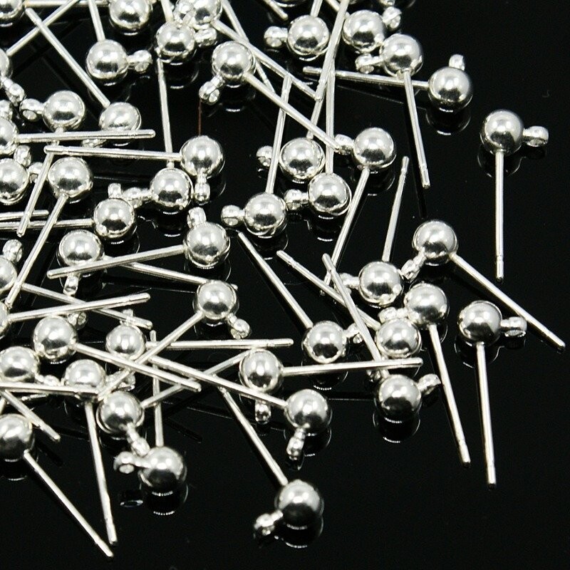10 x Silver Plated Ear Studs with Loop
