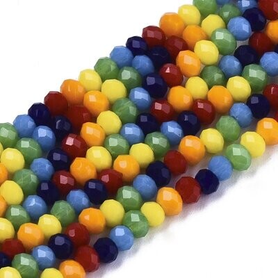 Faceted Rainbow Crystal Glass Rondelles, 3x2mm, 1 Strand