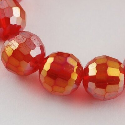 30 x 10mm Electroplated Faceted Glass Beads in Red