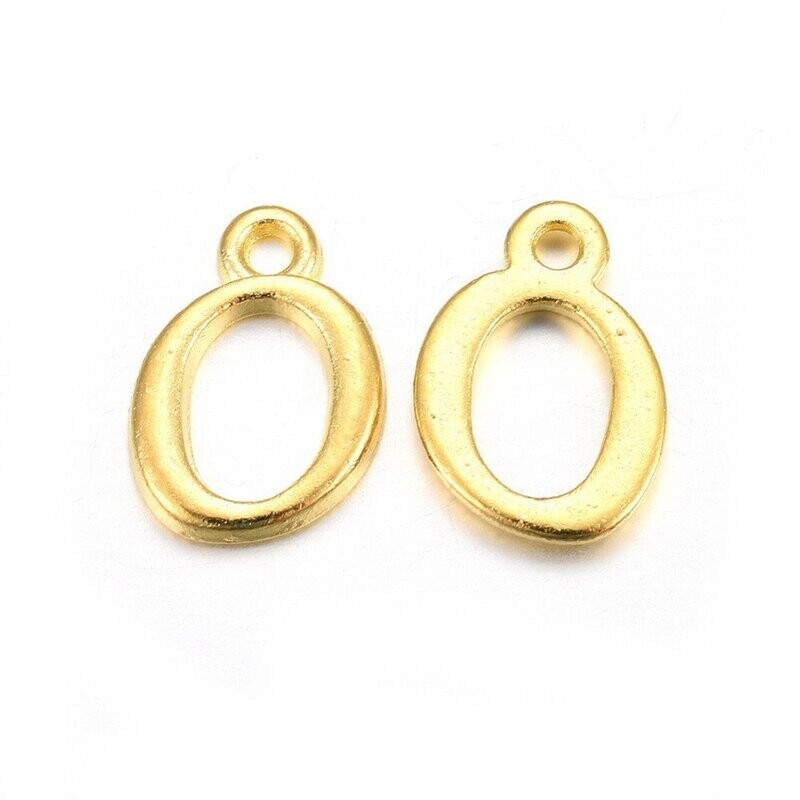 Gold Letter 'O' Charm/Pendant, 15x8x2mm