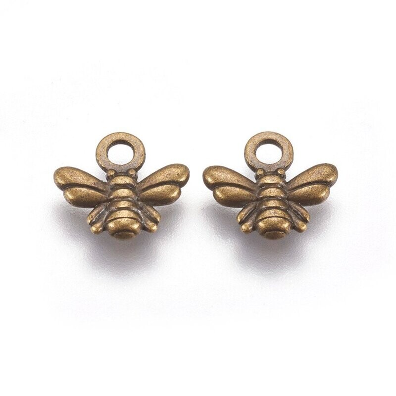 Antique Bronze Bee Charm, 10x12mm